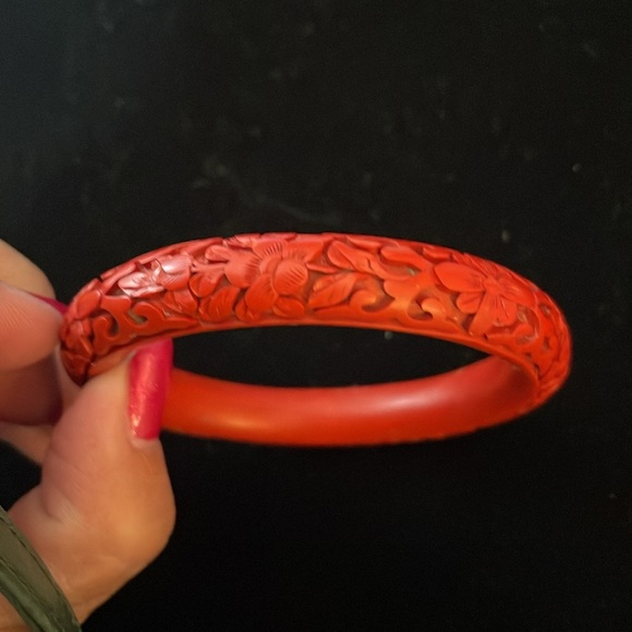 Vintage Cinnabar Bangle Bracelet - Picture 4 of 5